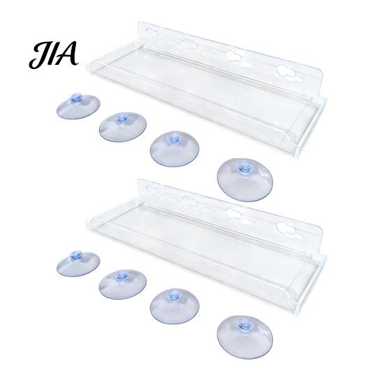 Wall Mounted Storage Rack Window Plant Shelf with Suction Cup And Protective Edge, Clear Acrylic Floating Sturdy Organizer Display Shelf, for
