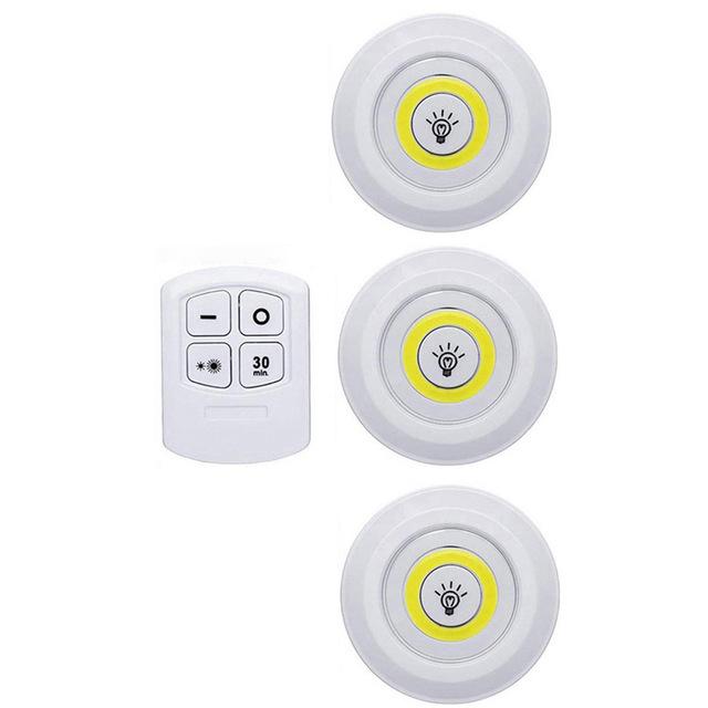 3w Super Bright Cob Under Cabinet Light Led Wireless Remote Control Dimmable Wardrobe Night Lamp Home Bedroom Closet Kitchen
