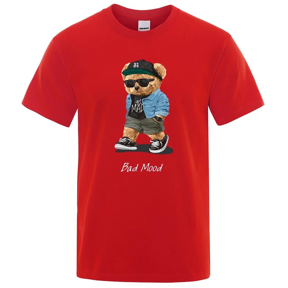 Herren Sommer Freizeit T-Shirt Stiller Teddybär Print Kurzarmshirt Hip Hop Locker Harajuku Übergroßes T-Shirt Grafik T-Shirts