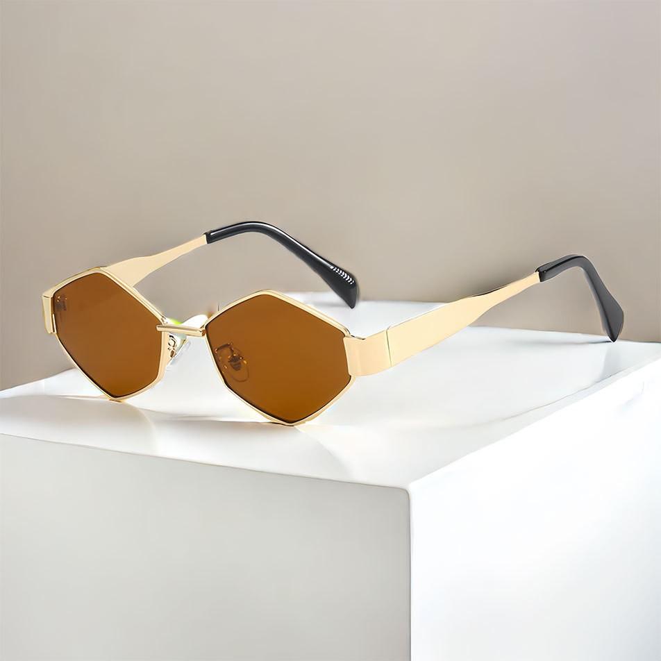 New diamond shaped sunglasses for women metal small frame concave design photography Sun Glasses