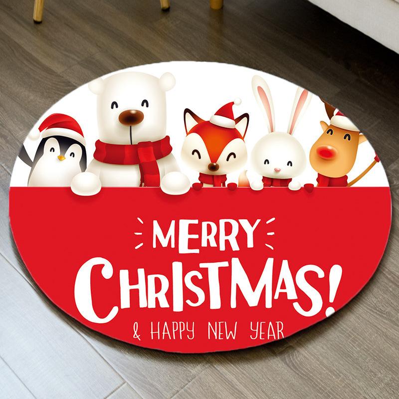 Christmas Carpet Santa Claus Reindeer Print Carpet Living Room Anti Slip Mat Family Christmas Party Decoration New Year Gifts