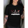 Christmas Print Short Sleeve TShirt Casual Crew Neck Fabric Top with Fashionable Santa SnowUnisex Comfortable for Summer Clothing