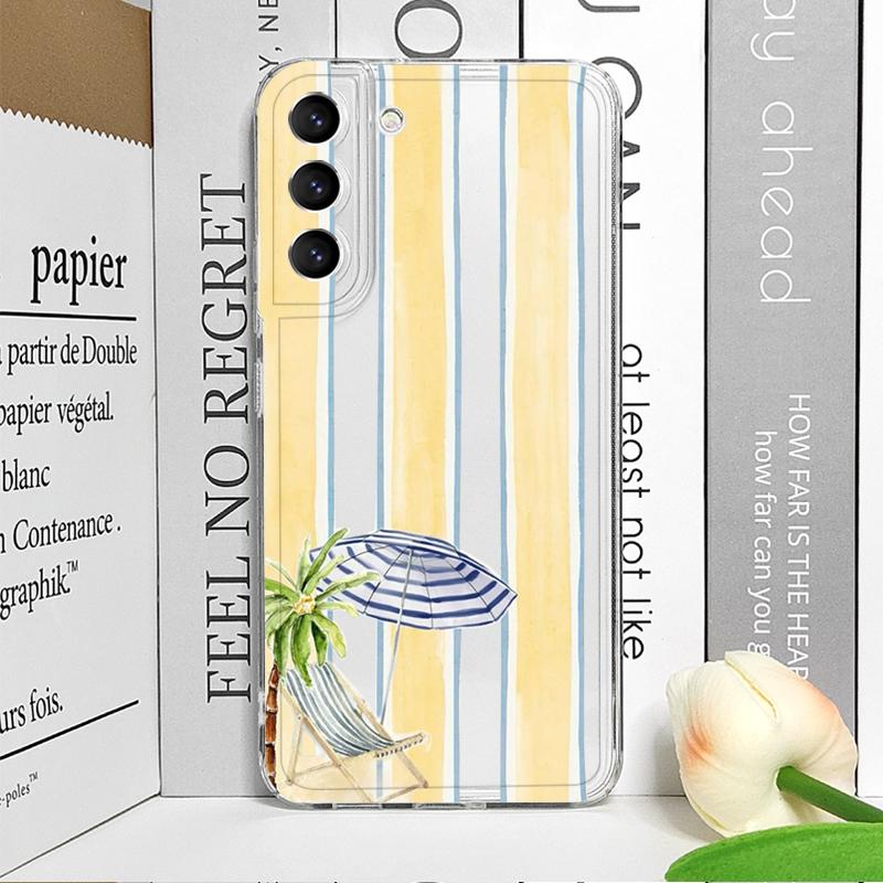 Creative Palm Coconut Tree Striped Pattern Clear Phone Case for Vivo 50 Lite V30 V27 V25 V23 Pro Y36 Y29 Y76 Y75 Y100 Soft Cover