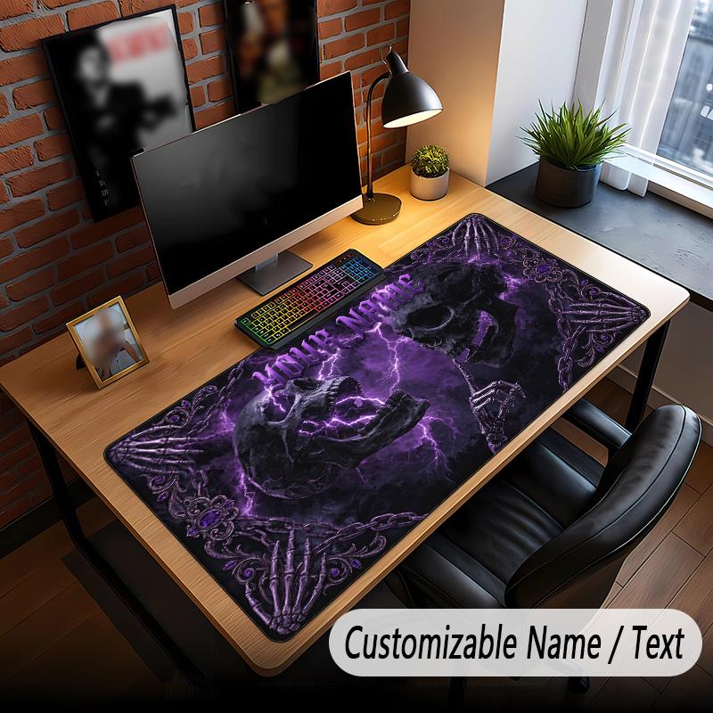 Skull Gothic Theme Custom Mouse Pad Personalized With Name Text Customized Desk Mat For Office Home Decor