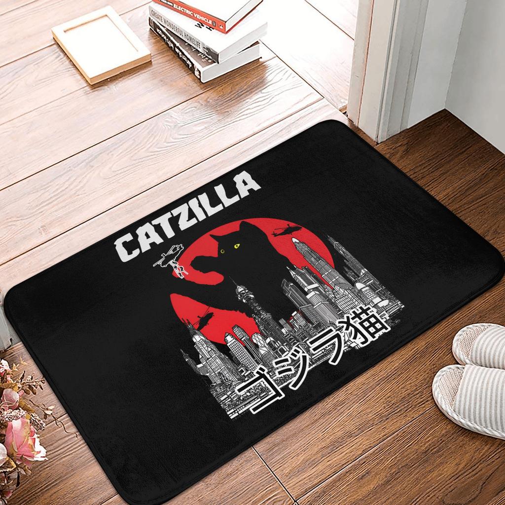 Funny Catzilla Cat Japanese Art Doormat Non-Slip Entrance Bath Kitchen Floor Door Mats Bedroom Balcony Rug Carpet Footpad
