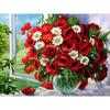 Diamond Painting Home Decoration Icon Diamond Embroidery Red Flowers Round Rhinestone Painting