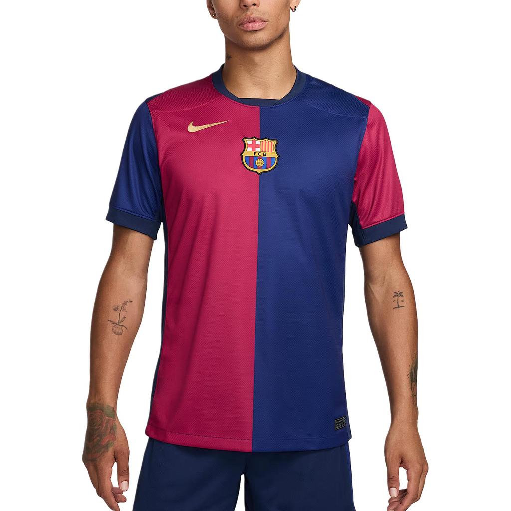 Nike Dri Fit F.C. Maillot de Football Barcelona 2024/25 Homme Bleu Royal Foncé/Bleu Marine Minuit/Rouge Noble/Or Club FN8797-455