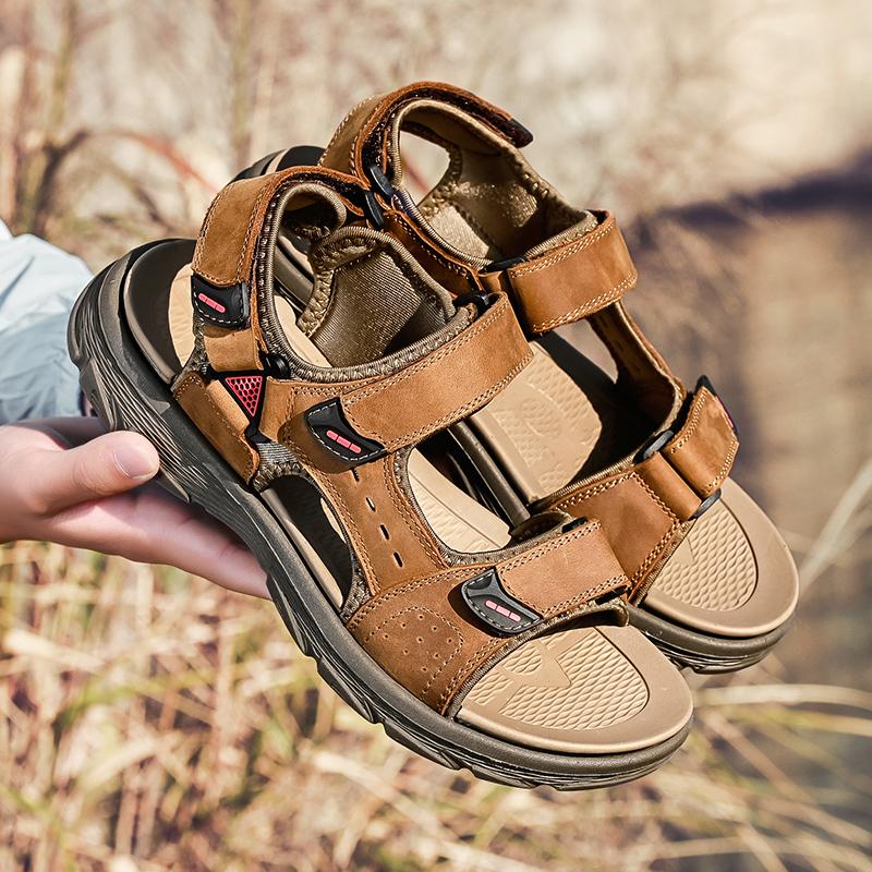 Fashion Genuine Leather Luxury Sandals Men's Summer Shoes Brand Classic Casual Beach Sandals Men Outdoor Walking Man Brand Shoes