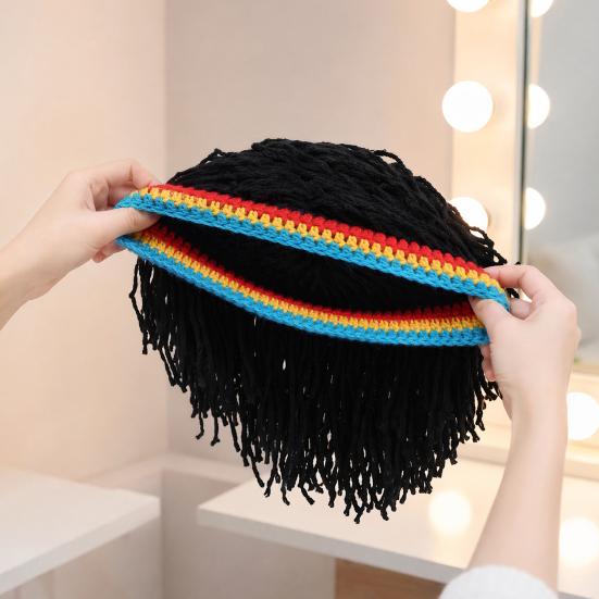 Hip Hop Style Hat, One-Piece Dreadlock Wig Knit Hat, Boys And Girls Hip Hop Cap, Music Festival Hat for Parties Festivals Halloween Daily Wear