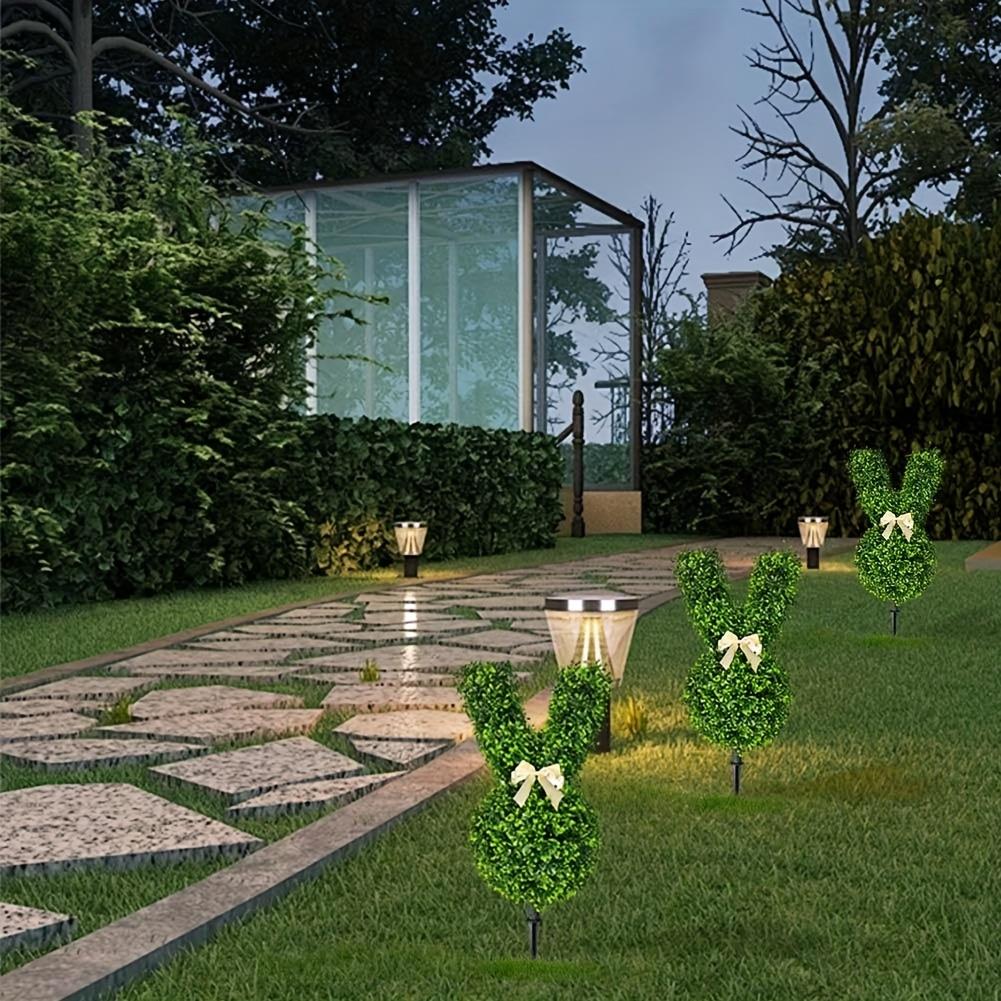 21.6-Inch Plastic Rabbit-Shaped Green Trimming for Potted Faux Easter Rabbit Plants, Artificial Boxwood Shrubs, and Faux Cedar Pots with Ground Stakes
