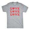 Mens Love Love Love Hearts T Shirt Cute Valentines Day Tee