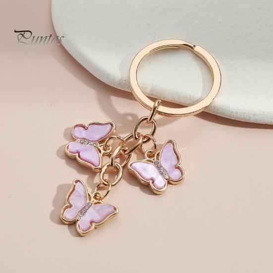 Key Chain Butterfly Charms Tassel Stainless Exquisite Shoulder Bag Schoolbag Decoration Hanging Pendant Smooth Car Key Keyring Purse Bag Accessories
