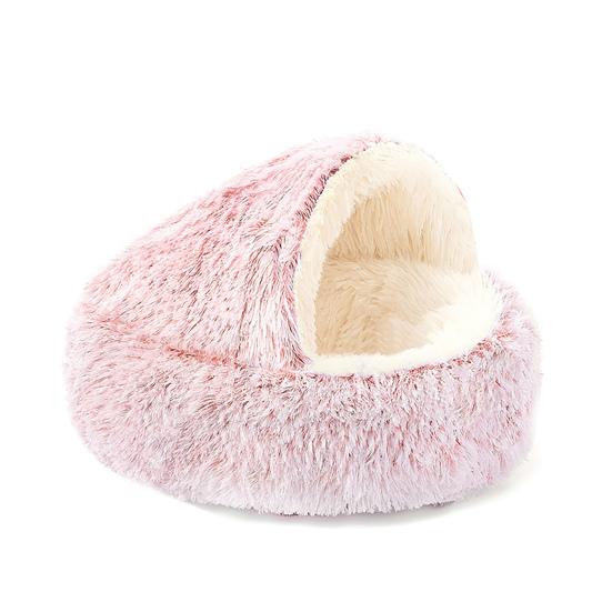 Cat Nest Bed Fuzzy Covered Cat Cave Bed Warm Fluffy Pet Bed with Anti-Slip Bottom Puppy Calming Bed for Small Dogs Cats