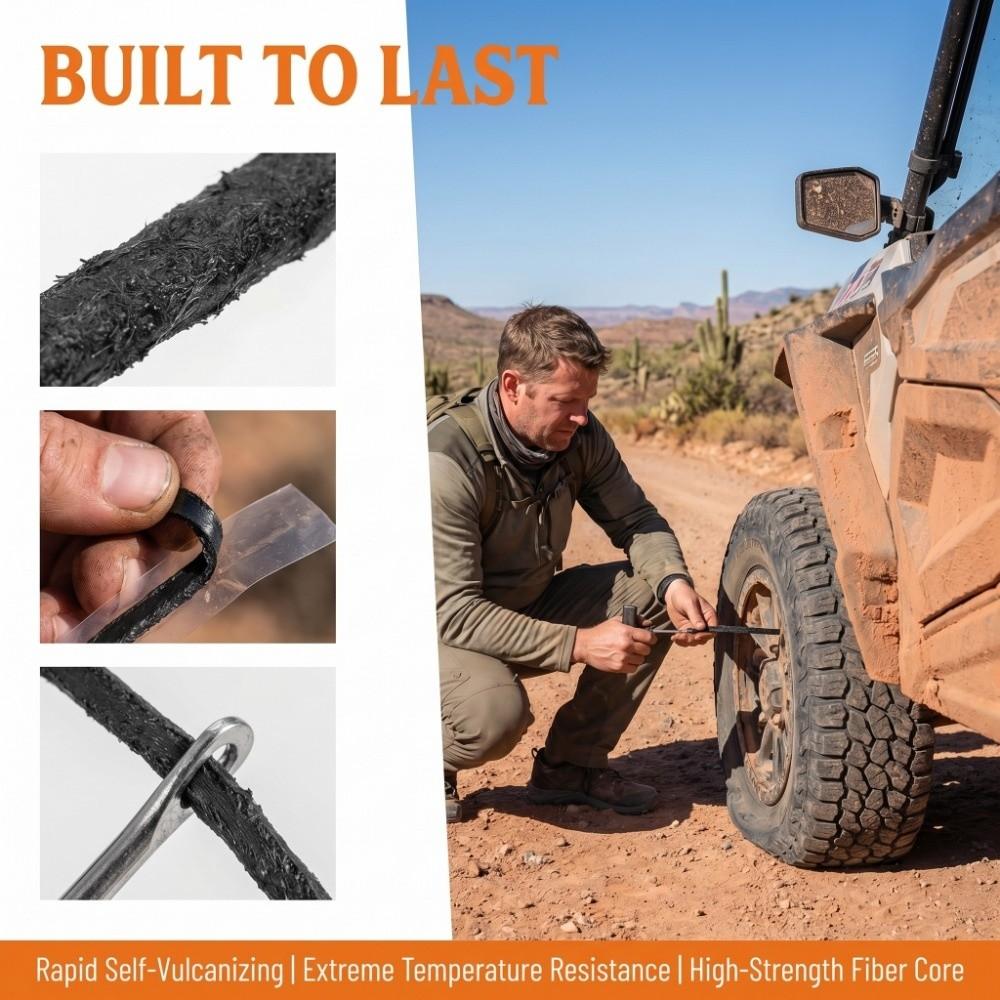 50PCS Rubber Tire Repair Plugs Kit No Glue Tubeless Seal Strip Emergency Repair
