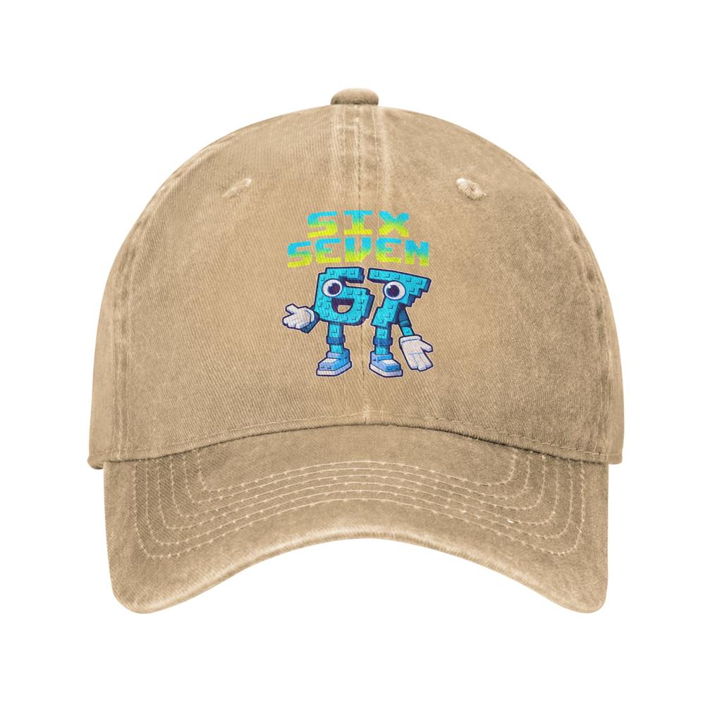 Spring Cartoon 67 Six Seven 6-7 Funny Italian Brainrot Gaming Memes Baseball Cap Sun Adjustable Design Washed Trucker Hat Unisex