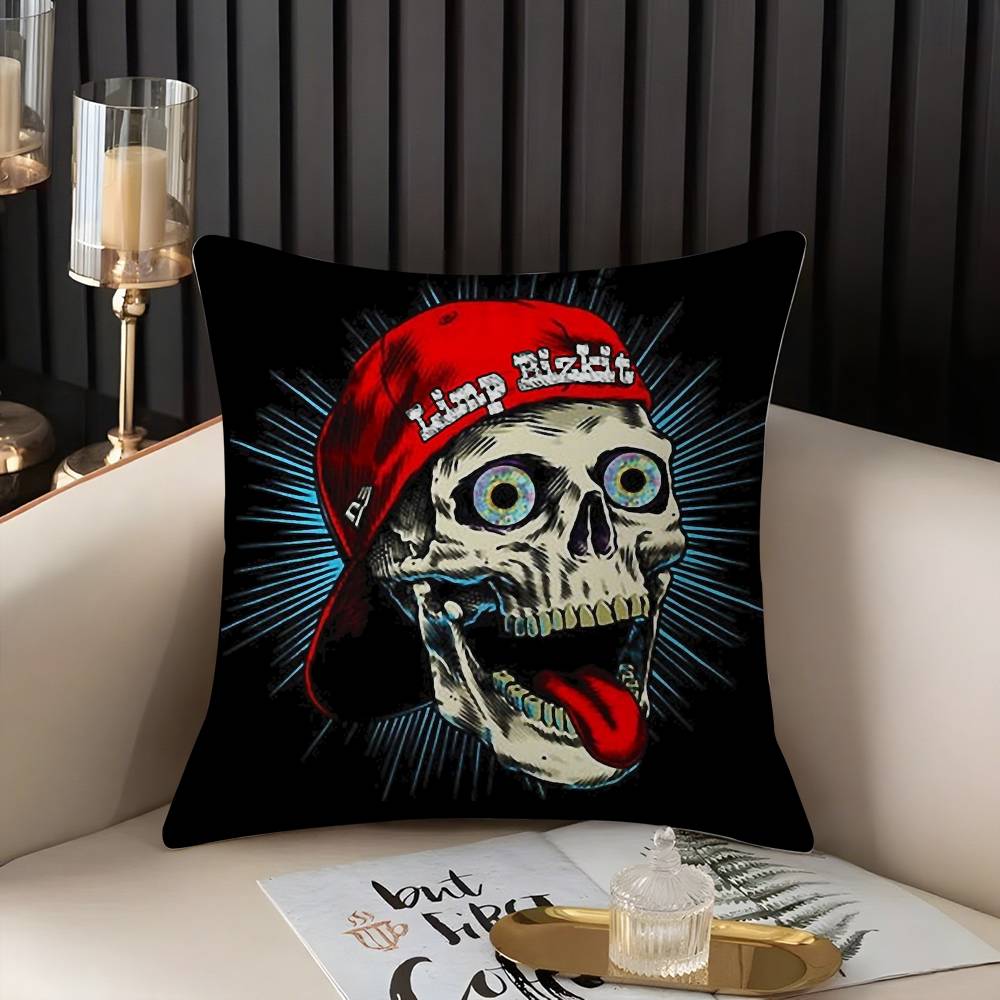 L-Limp Bizkit Music Pillow Case Home Dorm Chair Back Short Plush Double-sided Printing Office Nap Time Cushion Cover