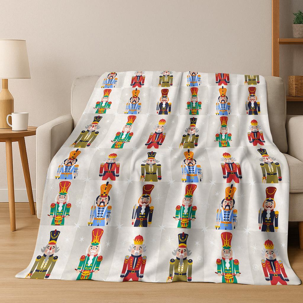 2026 New Nutcracker Merry Christmas Tree Cartoon Puppet Gift Flannel Blanket,Soft Throw Blanket for Home Bedroom Bed Sofa Kids