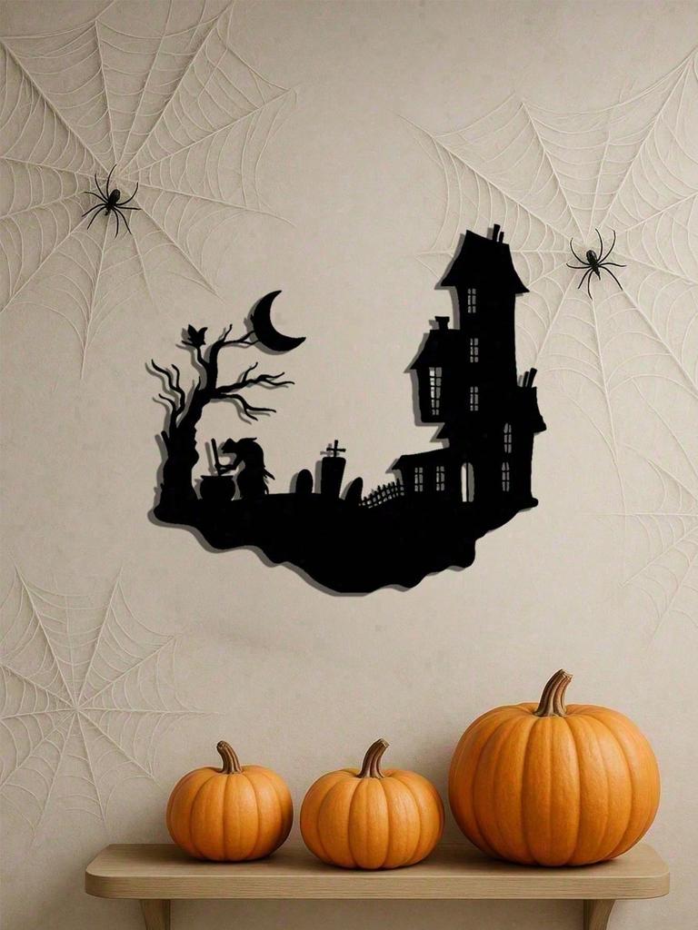 Gothic Skull Metal Wall Art Vintage Silhouette Sign Indoor Outdoor Halloween Decor