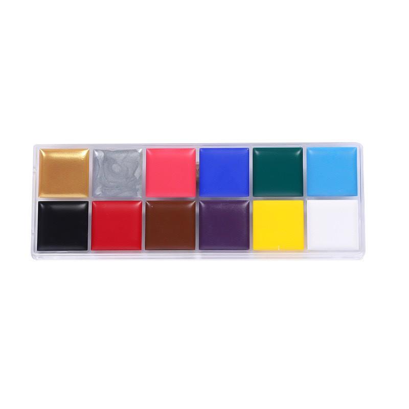 12 Farben Körperfarbe Halloween Ostern Fan Gesichtsmalerei Set Sicher Ungiftig Waschbar Körper Gesichtsmalerei