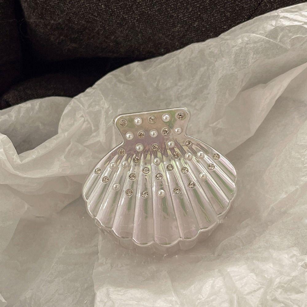 Creative Hairpin Pearl Shell Hair Clip Plastic Acrylic Small Hair Claw Holiday Style Hair Accessories Small Grab Clip Girls