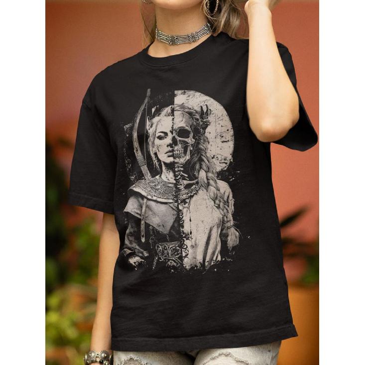 Hel Norse Goddess T Shirt Viking Underworld Queen Nordic Mythology Dark Art Pagan