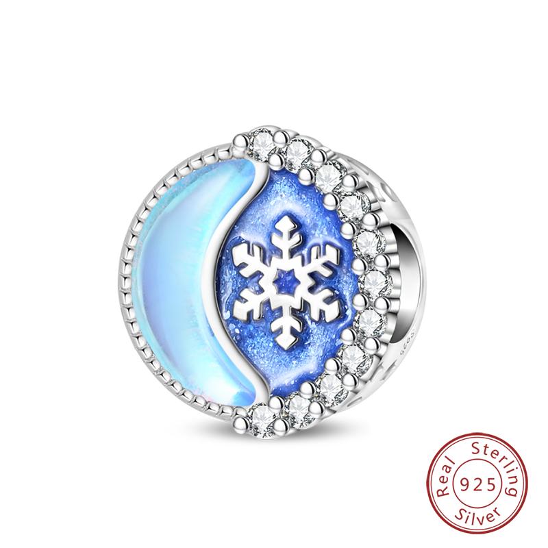 Winter Charm 925 Silver Snowflake Snowman Penguin Charm Pendant For Women Fine DIY Birthday Jewelry Gifts