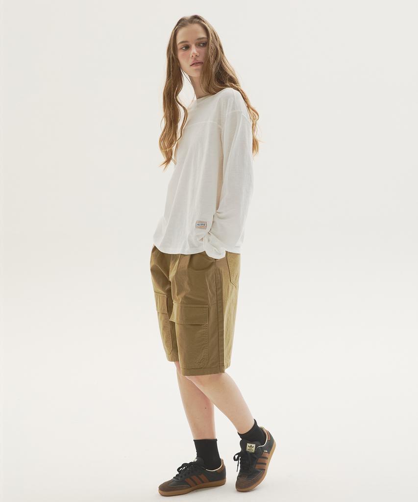 Nyuluki Vintage Cotton Cargo Shorts_Beige