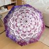 1pc Mandala Tie Dye Automatic Folding Umbrella, Heavy Duty 8 Rib Iron Frame,  Suitable for Travel, Daily Use, Birthday, Decor Gift  95