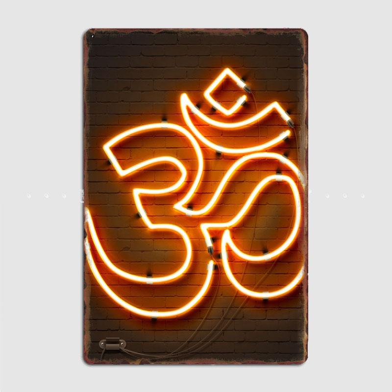 OM Neon Sign Religious Neon Sign Poster Metal Plaque Pub Garage Home Decor Tin Sign Vintage Room Wall Decoration