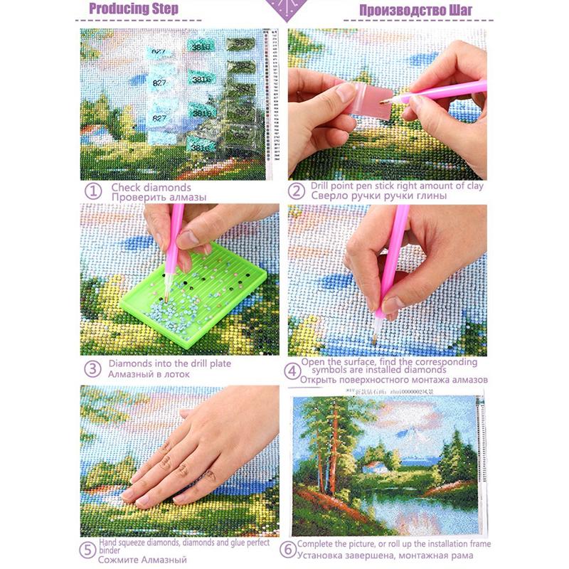 Diamond Painting Tree Full Round Rhinestone Kit Diamond Embroidery Landscape Mosaic Summer Cross Stitch Wall Art