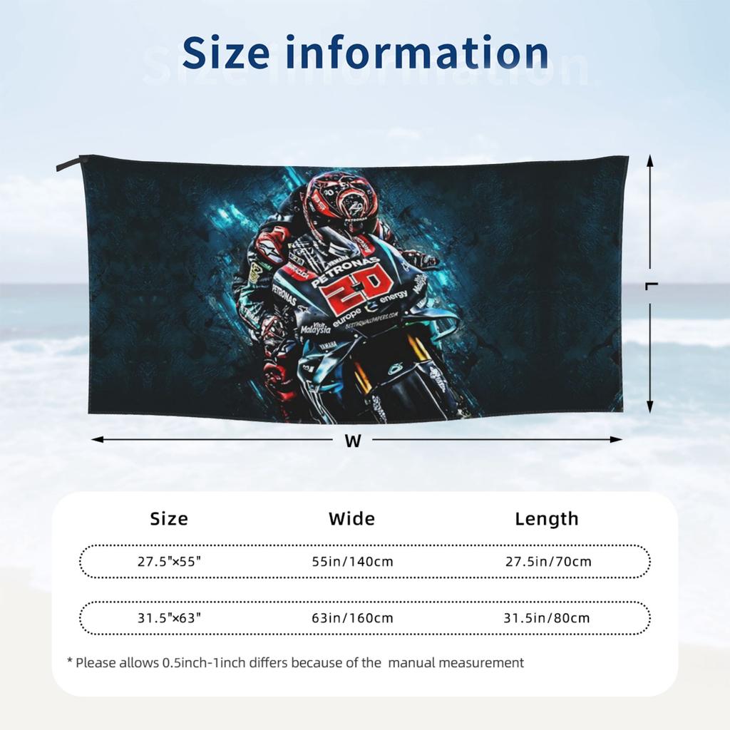 Fabio Quartararo French Motorcycle Racer Beach Towel Soft Microfiber Quick Dry Absorbent Quick Towels For Mountain Climbing