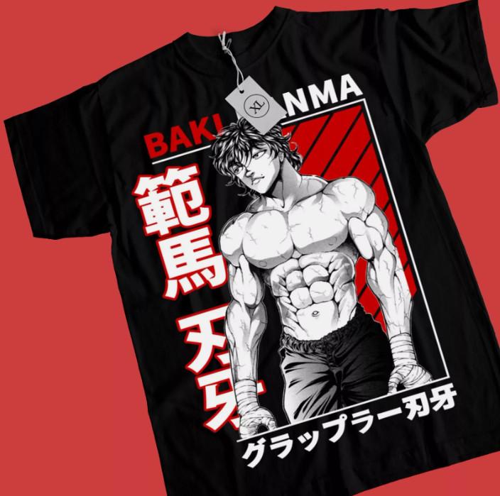 Women's Graphic Tee Baki the Grappler Hanma Yujiro T-shirt ,Top,Best View Unisex Black Gift Shirt