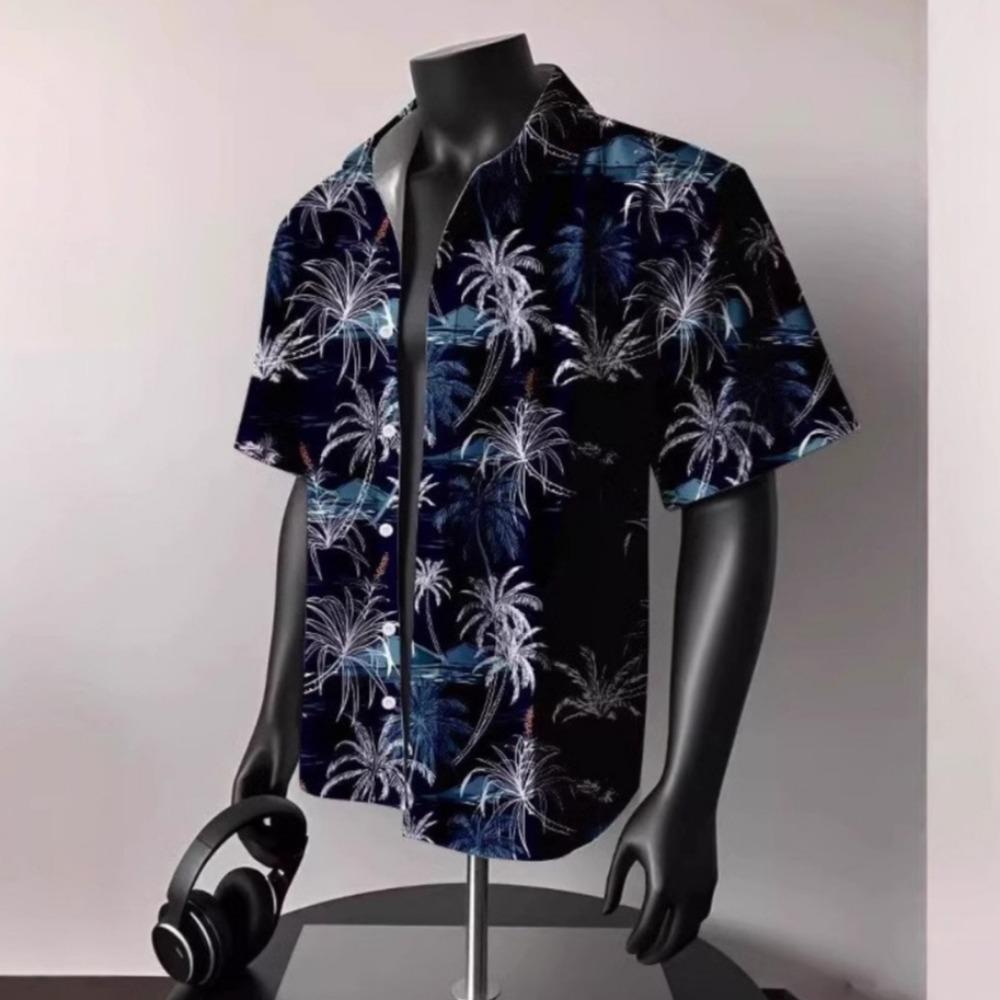 Men's Summer Hawaii Harbor Style Short Sleeve Shirt Fashion Casual 3D Print Loose Beach Vacation Men's Short Sleeve Shirt