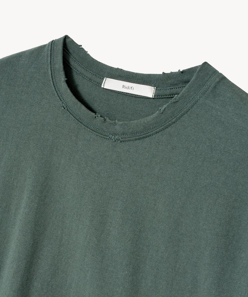 LADY VOLUME Distressed Washed T-Shirt (Khaki)