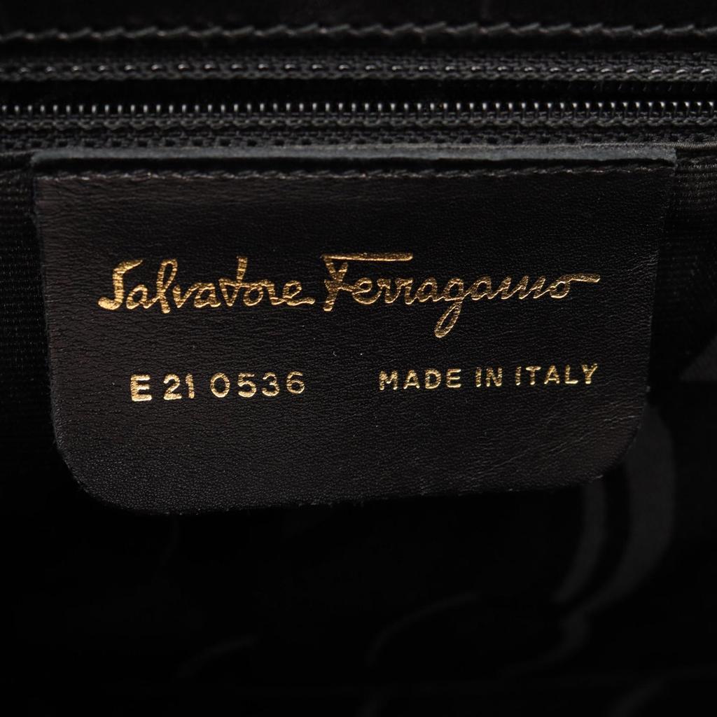 Used Salvatore Ferragamo Gancini 2WAY Handbag 21 0536 Leather Black Used Women