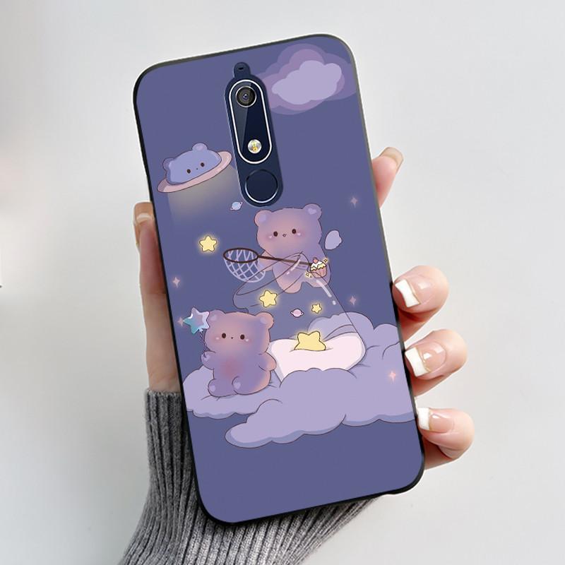 Cute Case For Nokia 5.1/Nokia 5.1 Plus/Nokia X5/Nokia 5 Funda Printing Shell Protective Cover Soft Silicone Cartoon Black Casing