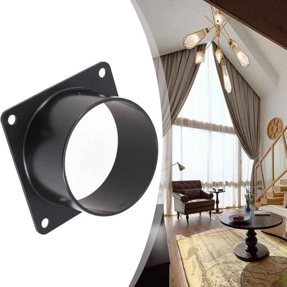 Svart Kvadratisk Bottenfläns Anslutning av Inlopp Utlopp Ventilationssystem