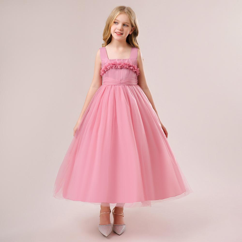 Baby Teens Girls Lace Dresses Wedding Evening Ball Gowns Embroidery Elegant Ceremony Costumes Birthday Party Princess Dress