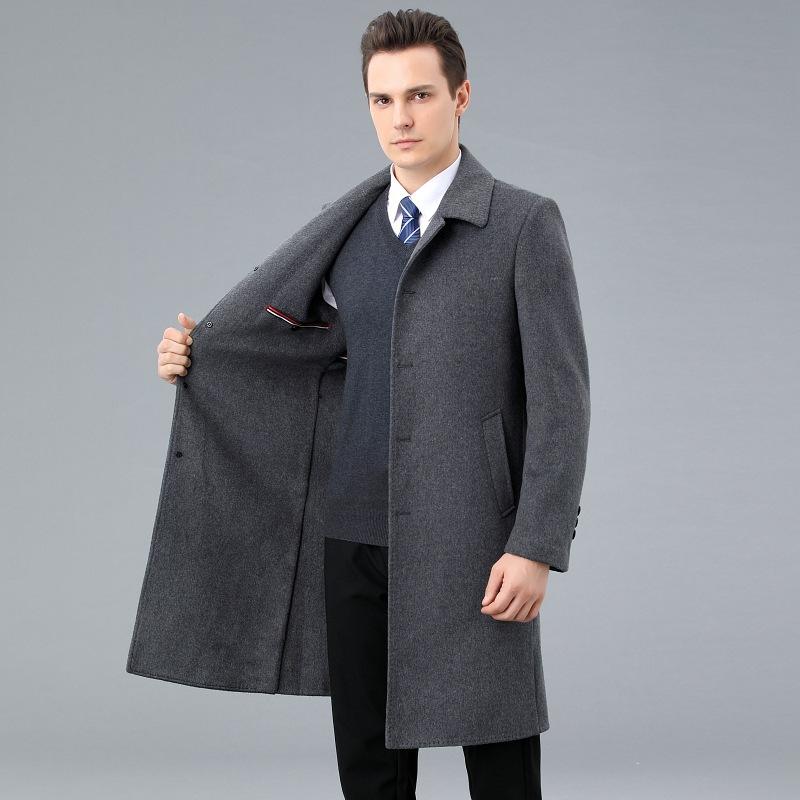 Winter Cashmere Woolen Coat Men's Mid-length Business Double-sided Cashmere Coat Dad High-end Woolen Coat