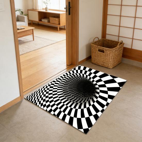 3D Optische Illusion Fußmatte Rutschfestes Stabiles Design Wasserabsorbierende Fußmatte Atemberaubender Tunnelvisueller Effekt Teppich Wohnzimmer Schlafzimmer Dekor