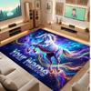 Horse Theme Soft Crystal Velvet Rug Custom Name & Text Print Non Slip Floor Rug for Bedroom Living Room