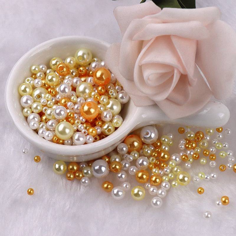 DIY Colorful Pearls Mix Size Beads With Hole Imitation Pearl Jewelry Making