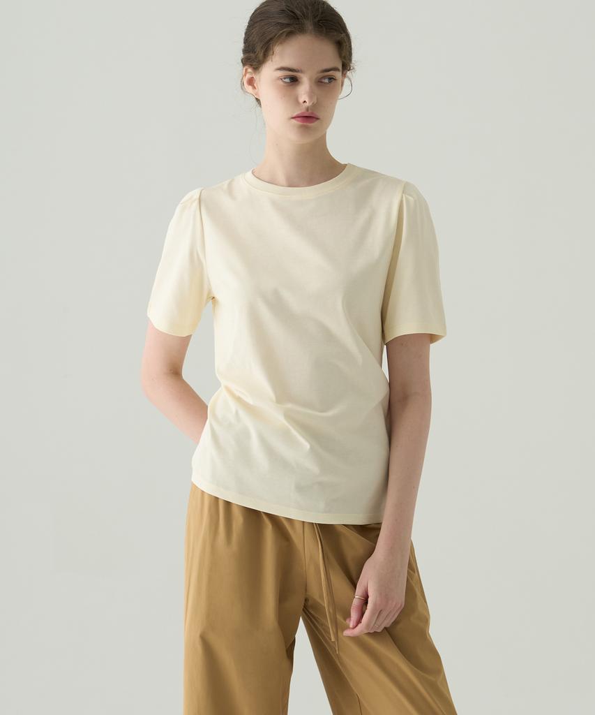 Deuloupisumeon Puff Sleeve Supima Cotton Short Sleeve T-Shirt [Navy]