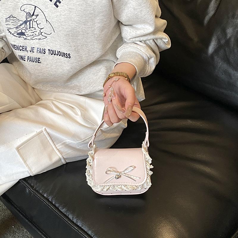 Little Girl's Handbag with High-quality Outer Appearance Featuring Lace Trim, Baby-style Cross-body Bag, Children's Bag