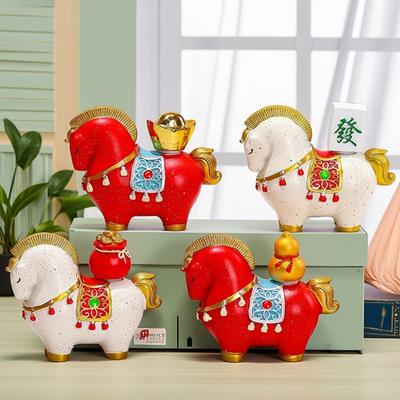 Cartoon Horse Figurine Chinese Style Year of The Horse Statue Bring Wealth Fortune Lucky Horse