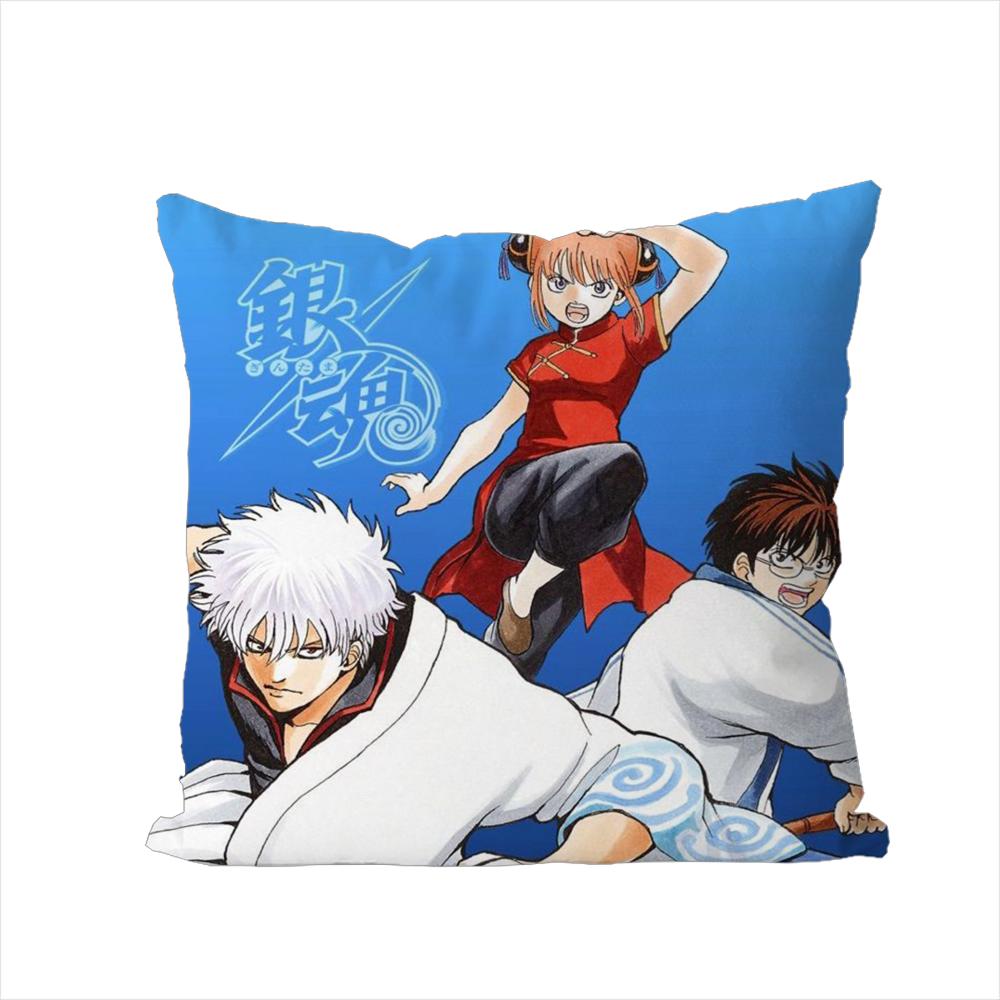 Gintama Animationskissenbezug für Auto Sofa Dekoration Zuhause Zweiseitiger Druck Plüsch Quadratisch Wurfkissen Kissenbezug