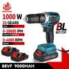 ONEVAN Mașină de găurit cu impact electric fără perii 1000W 450NM 25+3 cuplu 3 în 1 Instrument de șurubelniță electrică fără perii pentru baterie Makita 18v