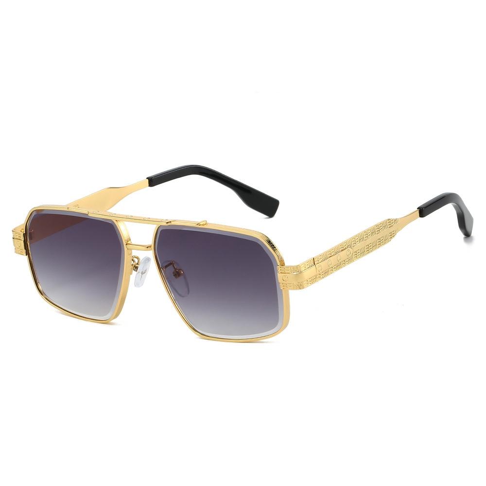 New Double Bridge Gradient Square Women Sunglasses Luxury Brand Frame Carved Design Outdoor Travel Trend Men UV400 Gafas de sol