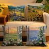Cushion Cover Linen SkinFriendly Soft Decorative Case for Sofa Home Decor Landscape Painting Style Pillow Cover