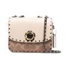 Madison 16 Camellia Color-blocked Rivet Flip Chain Calfskin Shoulder Crossbody Bag Small Women's Apricot with Presbyopia